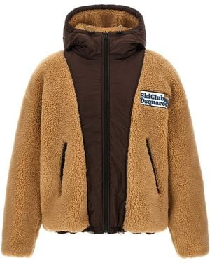 DSquared² Teddy Reversible Jacket With Logo Patch - Brown