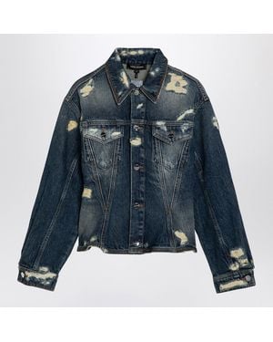 Marc Jacobs Washed Denim Jacket With Worn Details - Blue