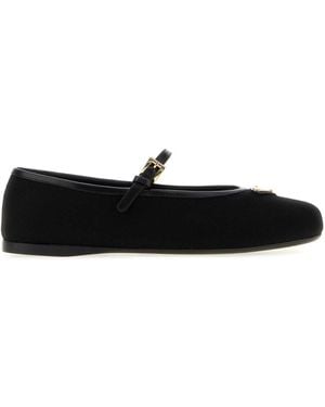 Prada Logo Ballet Flats - Black