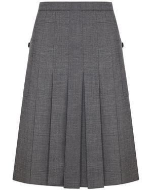 Prada Pleated Mat Skirt - Gray