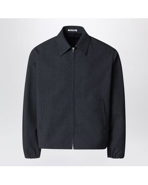 AURALEE Anthracite Wool Zip-Up Blouson - Blue