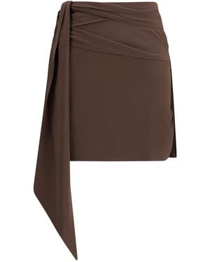 Prada Silk Crepe De Chine Mini Wrap Skirt in Brown | Lyst