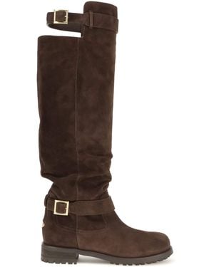 Jimmy Choo Knee-High Biker Boots - Brown