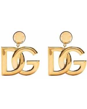 Dolce & Gabbana Crystal Logo Earrings - Metallic