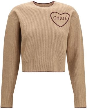 Chloé Chloé Heart-Logo Sweater - Natural