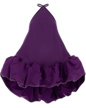 Balenciaga Crepe Mini Dress - Purple