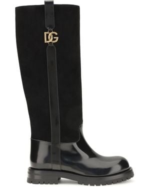 Dolce & Gabbana Dolce & Gabbana High Suede And Smooth Leather Boots - Black