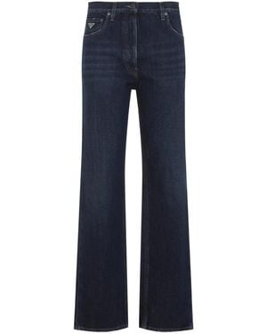 Prada Washed Denim Wide-Leg Jeans - Blue