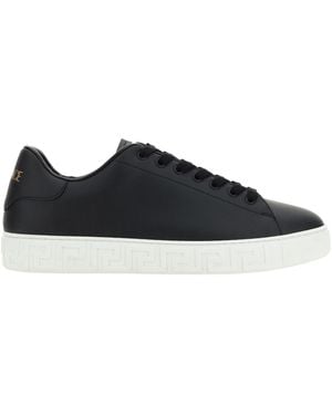 Versace Greca Leather Sneakers - Black