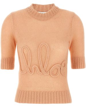 Chloé Chloã Logo Embroidery Sweater - White
