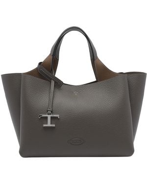 Tod's Mini Leather Bag With T Timeless Pendant - Black