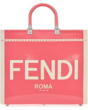 Fendi Two-Tone Canvas Medium Sunshine Shopping Bag - Pink