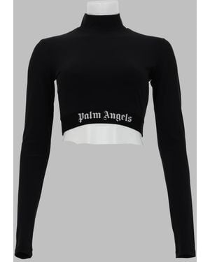 Palm Angels Cropped Top, With Classic Logo - Black