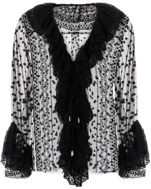 Alberta Ferretti Tulle Blouse - Black
