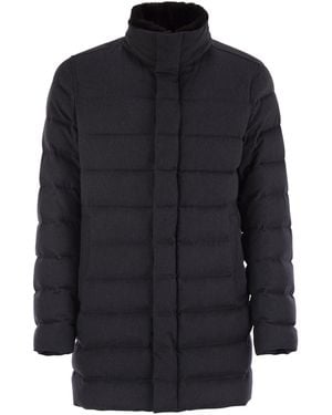 Herno Down Jacket With Fur Collar - Blue