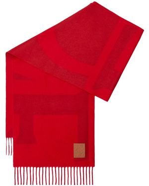 Loewe Logo Cashmere Scarf - Red