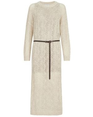 Brunello Cucinelli Open-Knit Mohair-Blend Dress - Natural