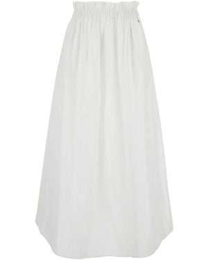 Herno Skirt With Logo Plaque On The Side And Elastic Waist - White