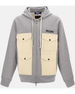 Junya Watanabe Utility Cotton Jacket With Drawstring Hood And Pocketed Design - White