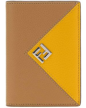 Fendi Camel Leather Card Holder - Brown