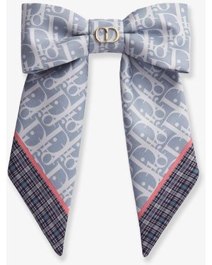 Dior Dior Dior Twist Infini Tartan Print Silk Hair Clip - Blue
