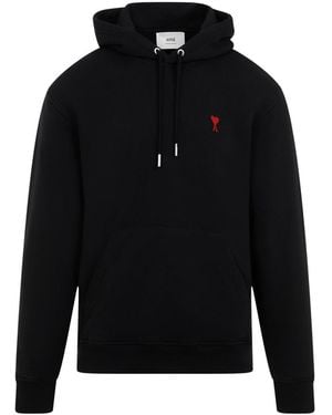 Ami Paris Ami De Coeur Hoodie, Cotton - Black