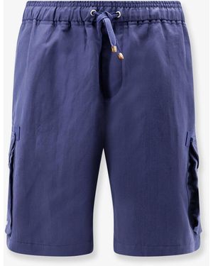 Brunello Cucinelli Linen And Cotton Shorts - Blue