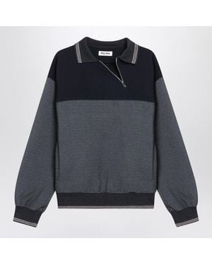 【関税&送料込】Miu Miu Dark Grey Silk Blend Sweatshirt Miu Miu Sweatshirt Grey Womens Miu Miu