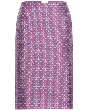 Gucci Silk Horse-Print Midi Skirt - Purple
