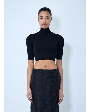 Max Mara High-Neck Cropped Knit Top - Blue