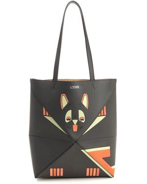 Loewe Medium "Puzzle Fold" Tote Bag - Black