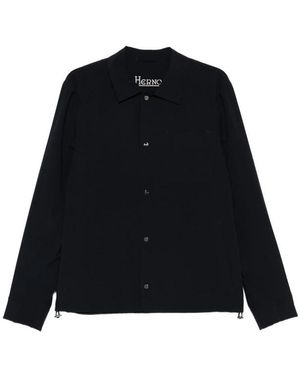 Herno Double Bi-Stretch Fabric Shacket With Logo Buttons.<Br - Black
