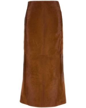 Alaïa Leather Haircalf Mini Skirt - Brown