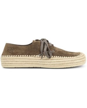 Loewe Suede Lace Up Shoes - Brown