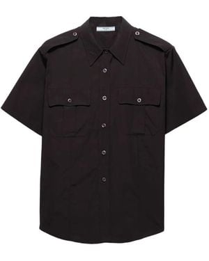 Prada Short-Sleeved Poplin Utility Shirt - Black