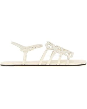 Loewe Paula's Ibiza Leather Paula S Ibiza Petal Anagram Sandals - White