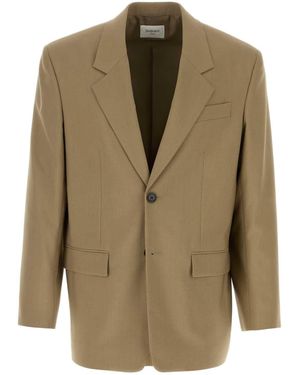Saint Laurent Khaki Wool Blend Blazer - Green