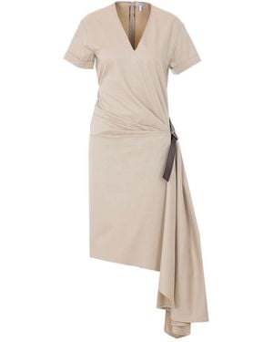 Loewe Belted Silk And Cotton Dress - Natural