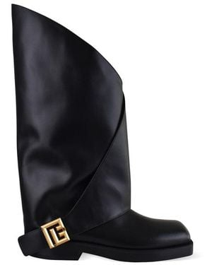 Balmain Twist Flat Boots - Black