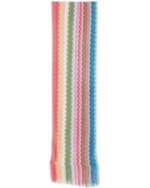 Missoni Zig-Zag Viscose Fringed Scarf - White