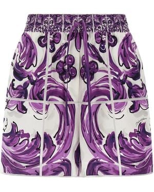 ショートパンツ DOLCE & GABBANA Woman Short Violet FTDB8THI1Y8 I23TN Majolica-print twill shorts in Multicolor for Women