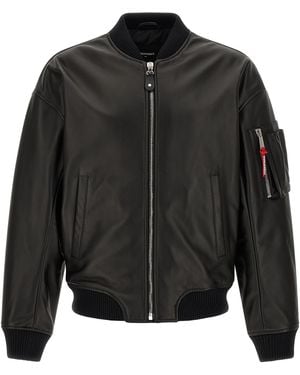 DSquared² Leather Bomber Jacket - Black