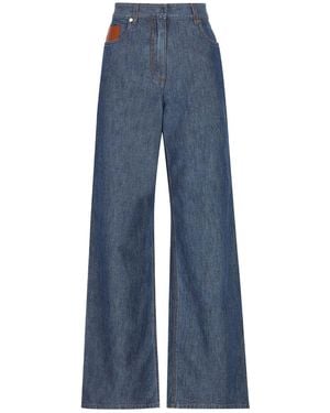 Fendi Ff Chambray Long Jeans - Blue