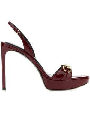 Gucci Burgundy Leather Donna Sandals - Pink