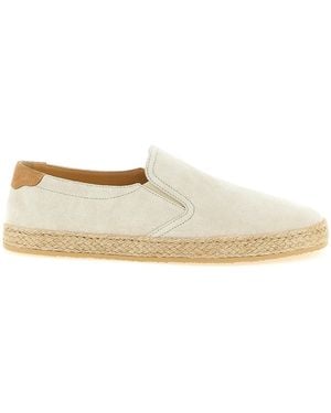 Brunello Cucinelli Calfskin Espadrilles Shoe - White