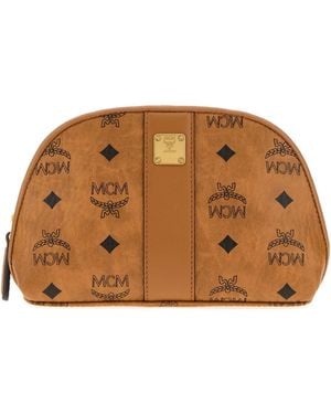MCM Canvas Mini Beauty Case - Brown