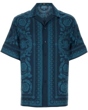 Versace Printed Satin Shirt - Blue