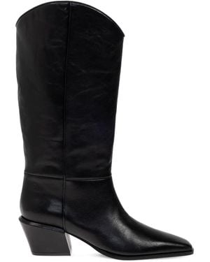 Paris Texas Bettina Leather Pointed Toe Boots 50Mm - Black