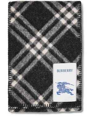 Burberry Check Wool Scarf - Black