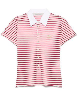 Golden Goose Natalia Slim Fit Striped Cotton Polo Shirt - Red